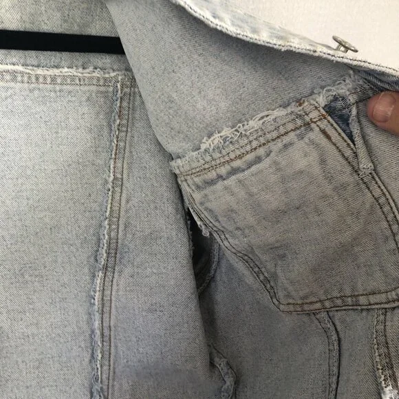 Vintage Old Navy Jean Jacket Womens Large Sunwashed Distressed Y2K 90s Western - Picture 13 of 16